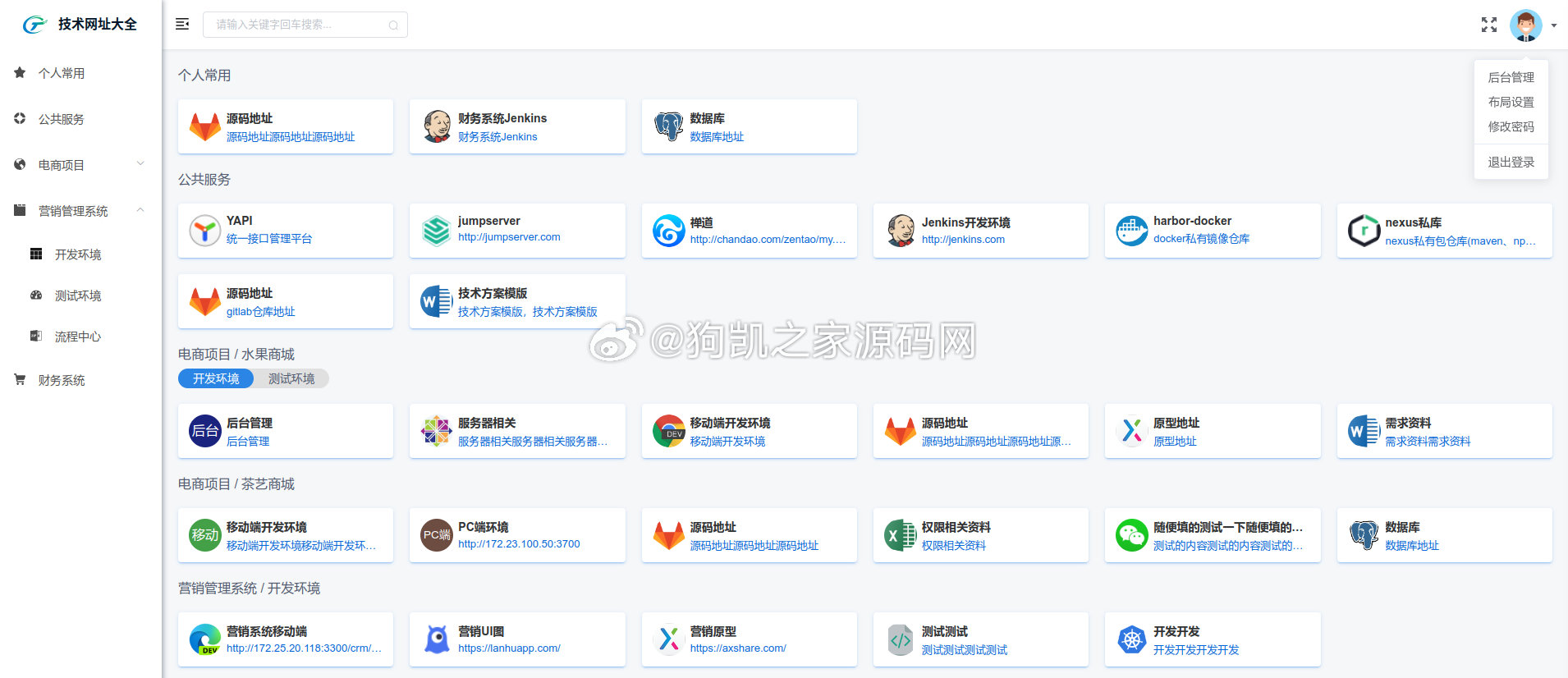 图片[2] - 开源导航源码team-nav免费支持Docker部署 - 狗凯之家免费源码网