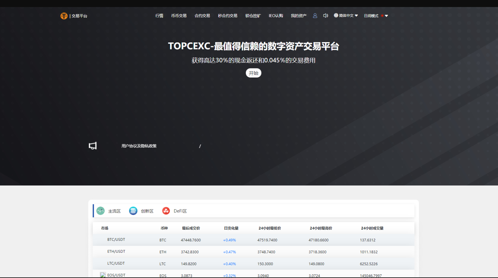 拥有12国语言，支持秒合约、申购、锁仓的多语言交易所，带有完整的K线图和脚本教程，并支持日夜模式 - 狗凯之家免费源码网