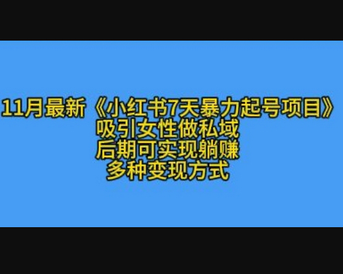 K总部落11月最新小红书7天暴力起号项目，吸引女性做私域 - 狗凯之家免费源码网