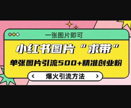 小红书图片‘求带’爆火引流法，单张图片引流500+精准创业粉 - 狗凯之家免费源码网