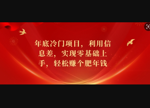年底冷门项目，利用信息差，实现零基础上手，轻松赚个肥年钱 - 狗凯之家免费源码网