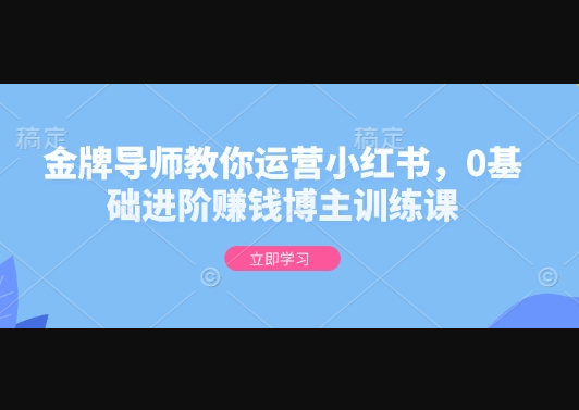 金牌导师教你运营小红书，0基础进阶赚钱博主训练课 - 狗凯之家免费源码网