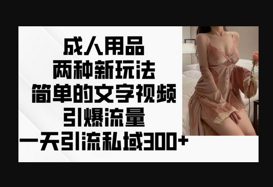 成人用品两种新玩法，简单的文字视频引爆流量，一天引流私域300+ - 狗凯之家免费源码网