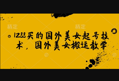 1288买的国外美女起号技术，国外美女搬运教学 - 狗凯之家免费源码网