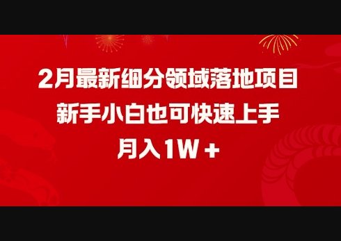 2月最新细分领域落地项目，新手小白也可快速上手，月入1W - 狗凯之家免费源码网